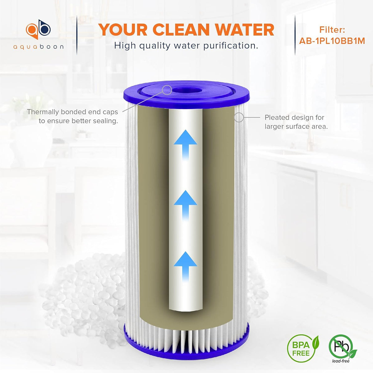 1 Micron 10 Pleated Sediment Water Filter Replacement Cartridge, 4-Pack L9455