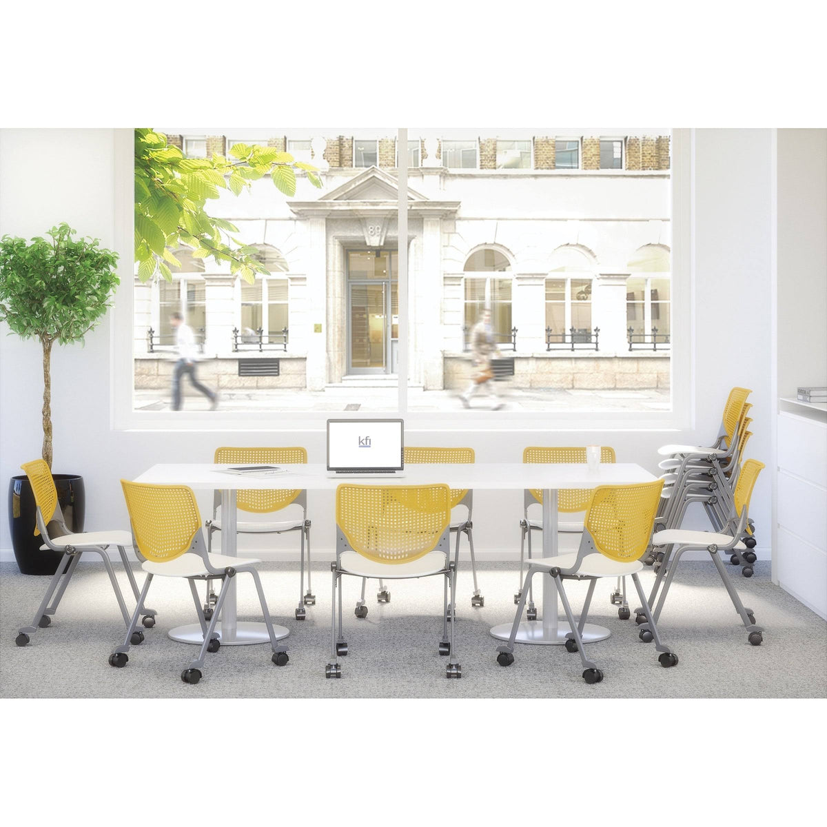 Yellow Stack Chair with Casters F84857