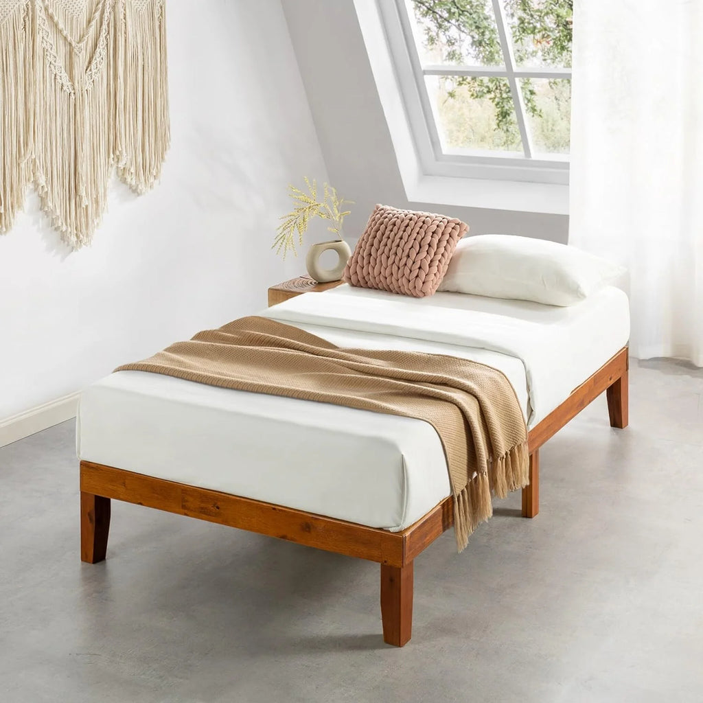 Solid Wood Platform Bed Frame Cherry XL Wood Finish E572