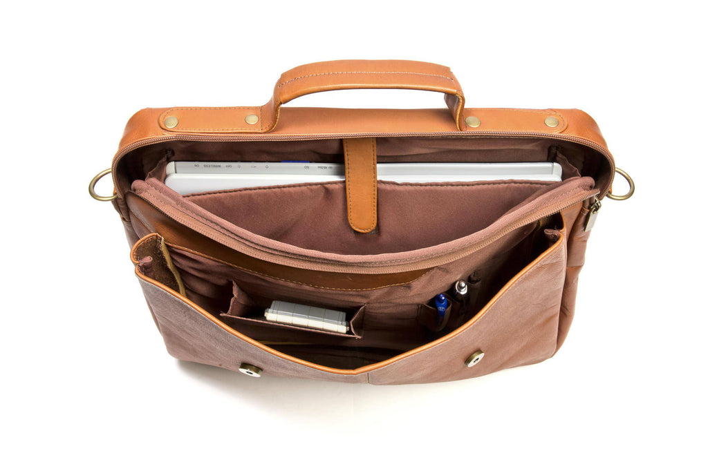 Leather Flap Over Computer Brief Q83246