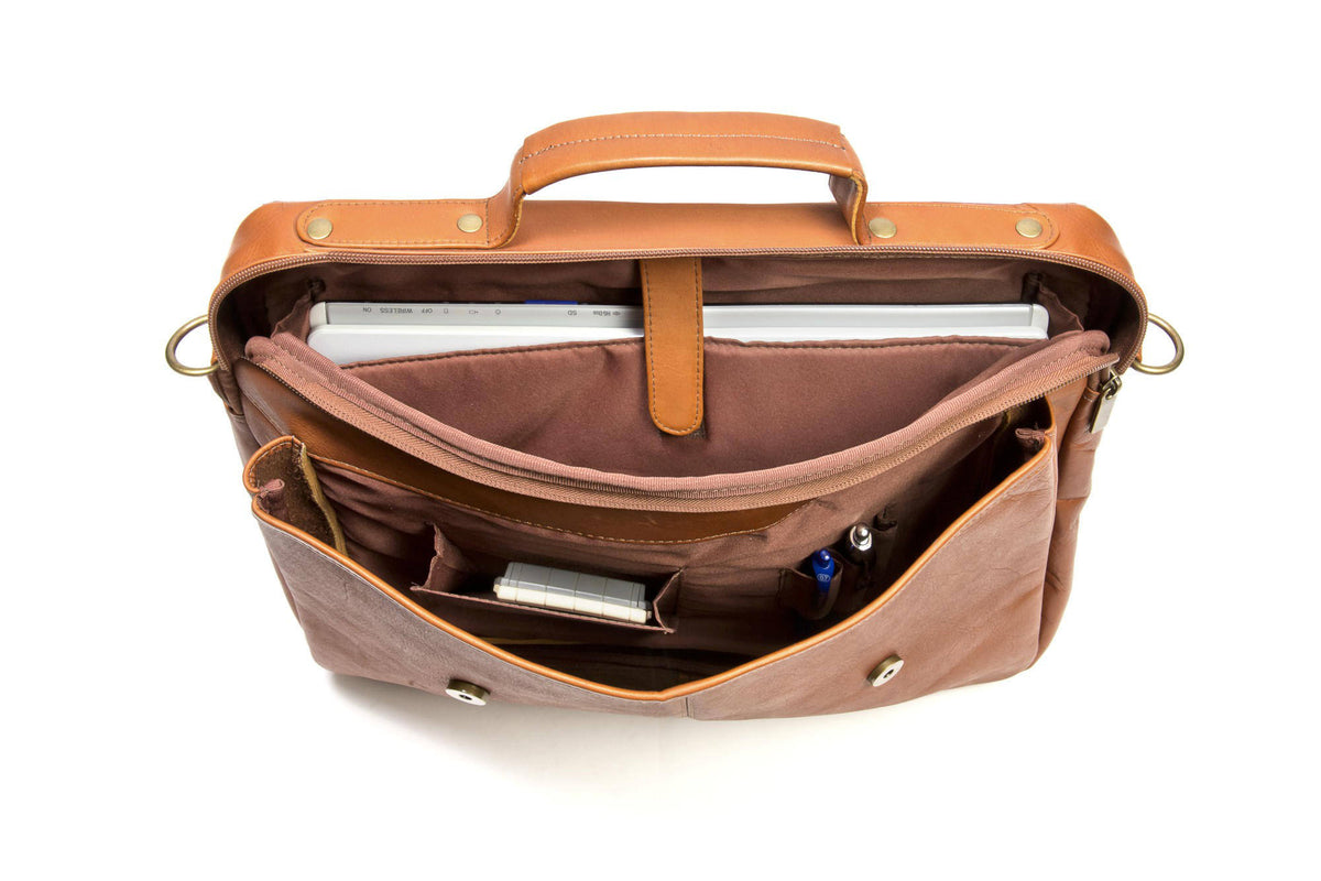 Leather Flap Over Computer Brief Q83246