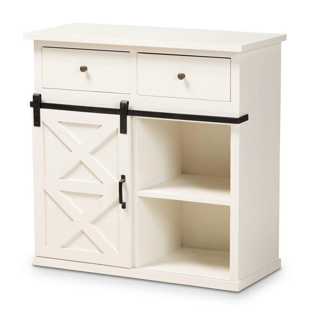White Wood and Black Metal 2-Door Sideboard Buffet O50366