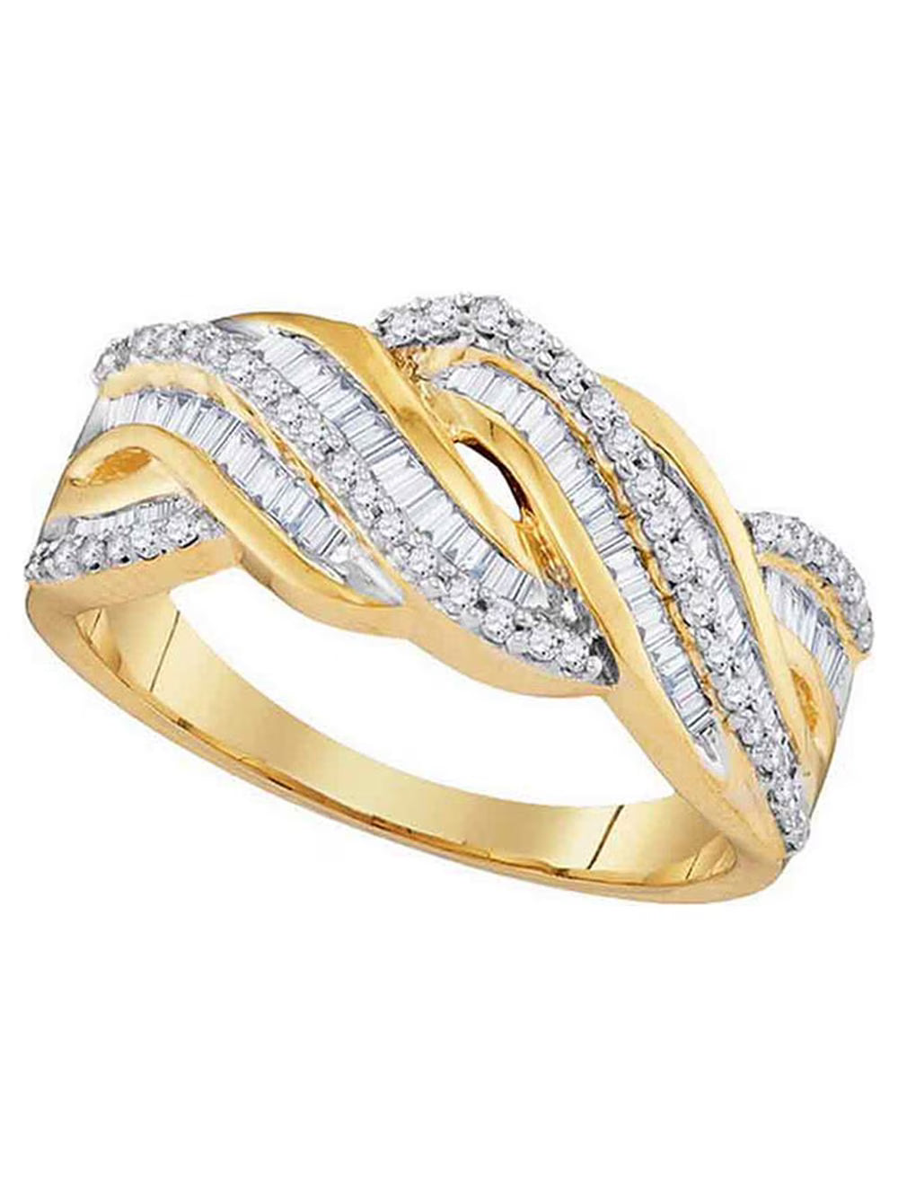 10kt Yellow Gold Diamond Twist Band Ring 1/2 Cttw H443