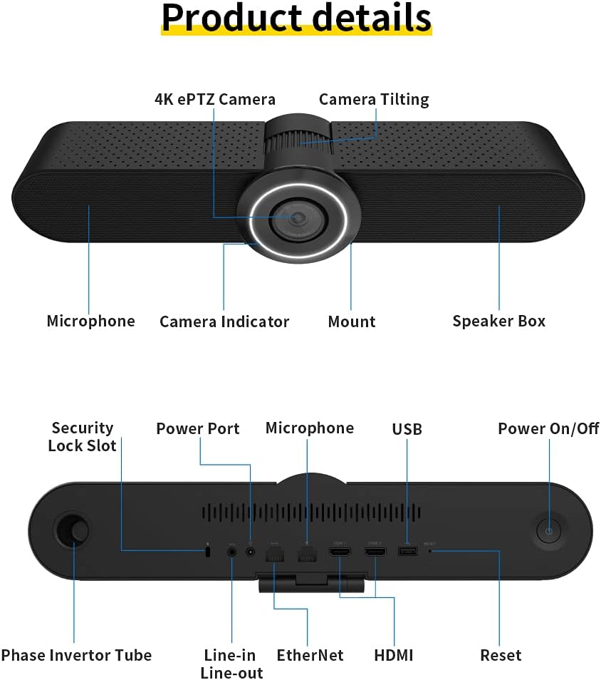 1080P HD 90° Wide Angle Conference Camera with Microphone and Speaker N50633