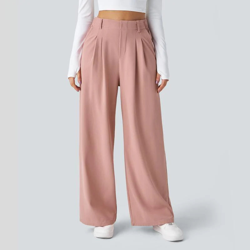 High Waisted Wide Leg Waffle Work Pants L352195