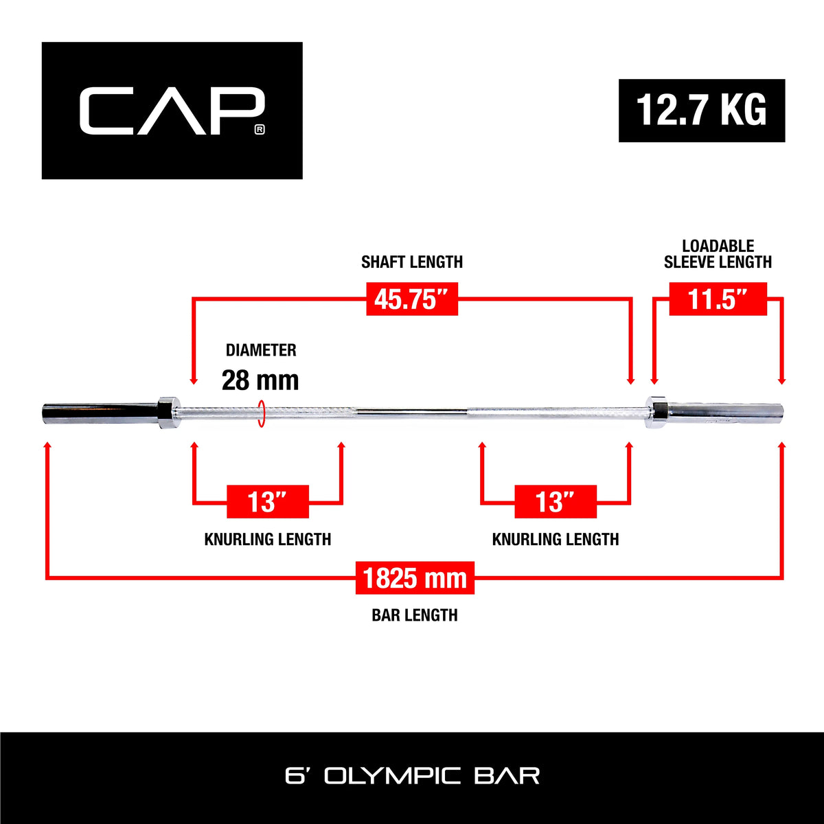 5Ft Solid Chrome Olympic Weight Bar G64250