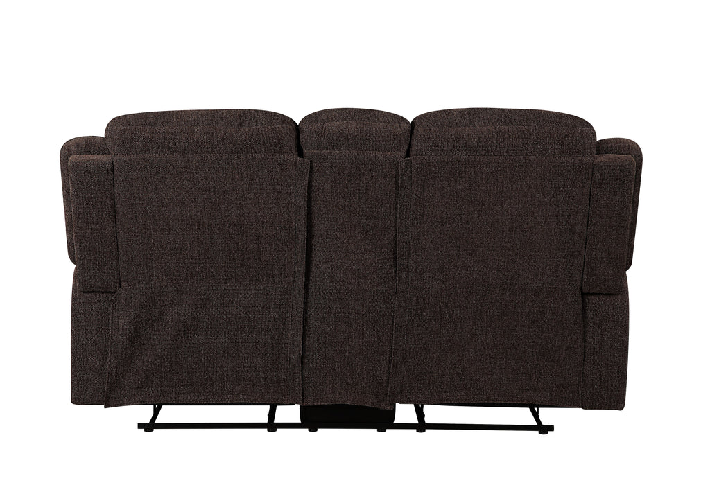 Brown Chenille Loveseat with Console B74137