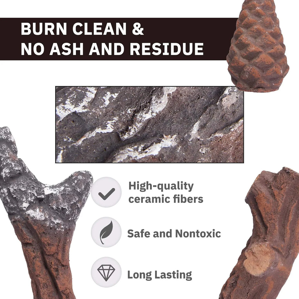 10-Piece Ceramic Fireplace Logs F11794