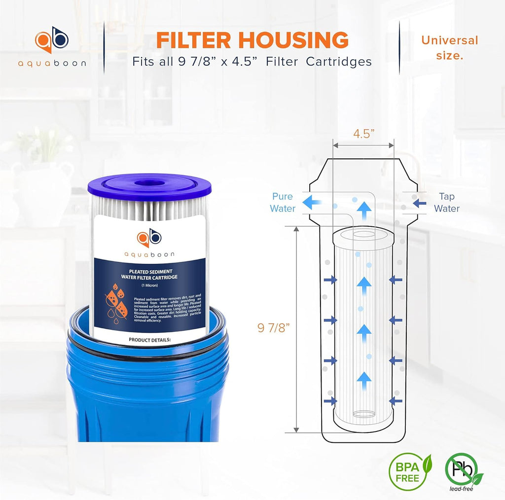 1 Micron 10 Pleated Sediment Water Filter Replacement Cartridge, 4-Pack L9455