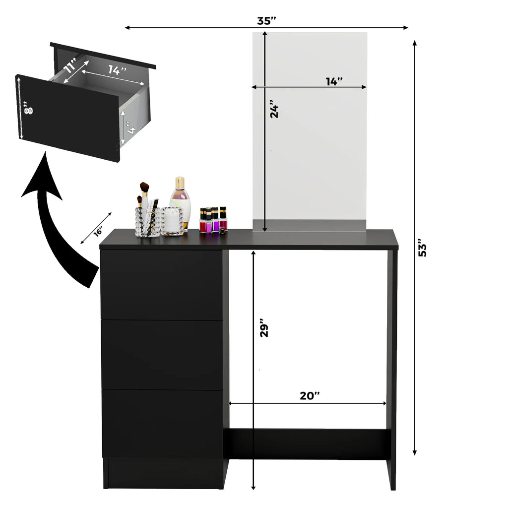 Black Dressing Table with Light Bulbs P319