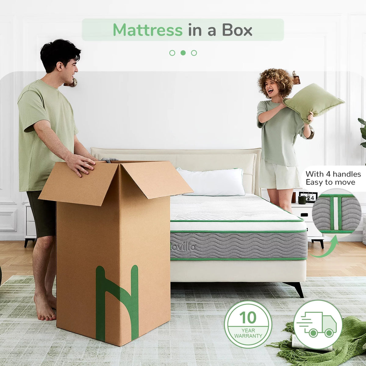 10" Pocket Spring Memory Foam Hybrid Mattress, Full Size N2602
