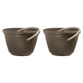 100 Foot Resin Wicker Garden Water Hose Storage Holder Pot (2 Pack) G234896