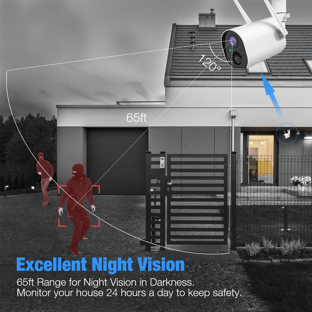 1080P HD Wireless Rechargeable Battery Camera with Night Vision W429