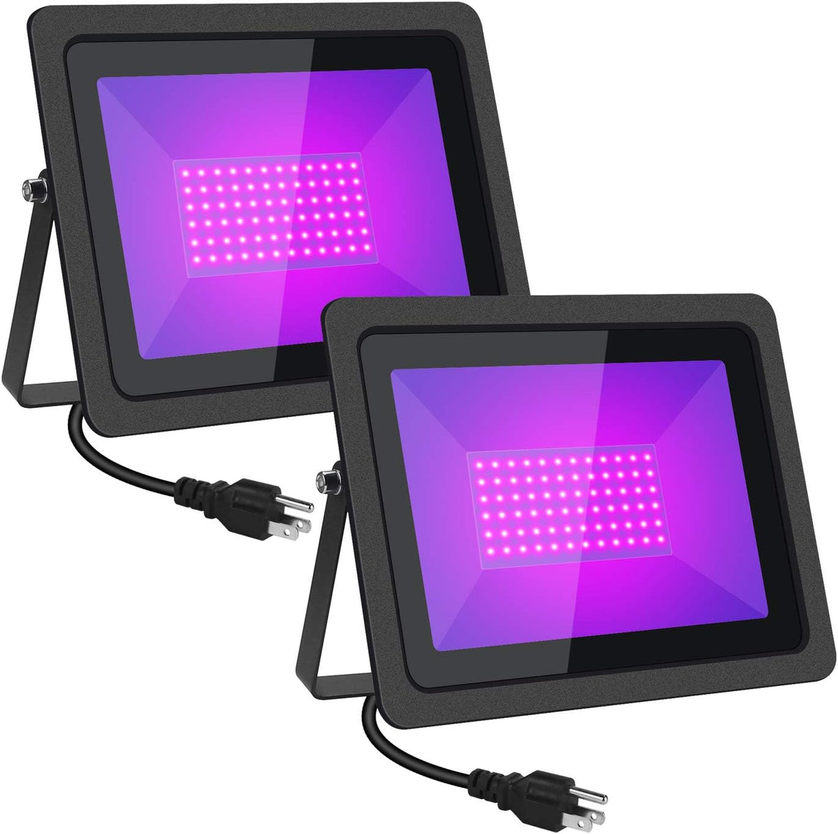 100W LED Black Purple Flood Light with Plug (2 PCS) W238