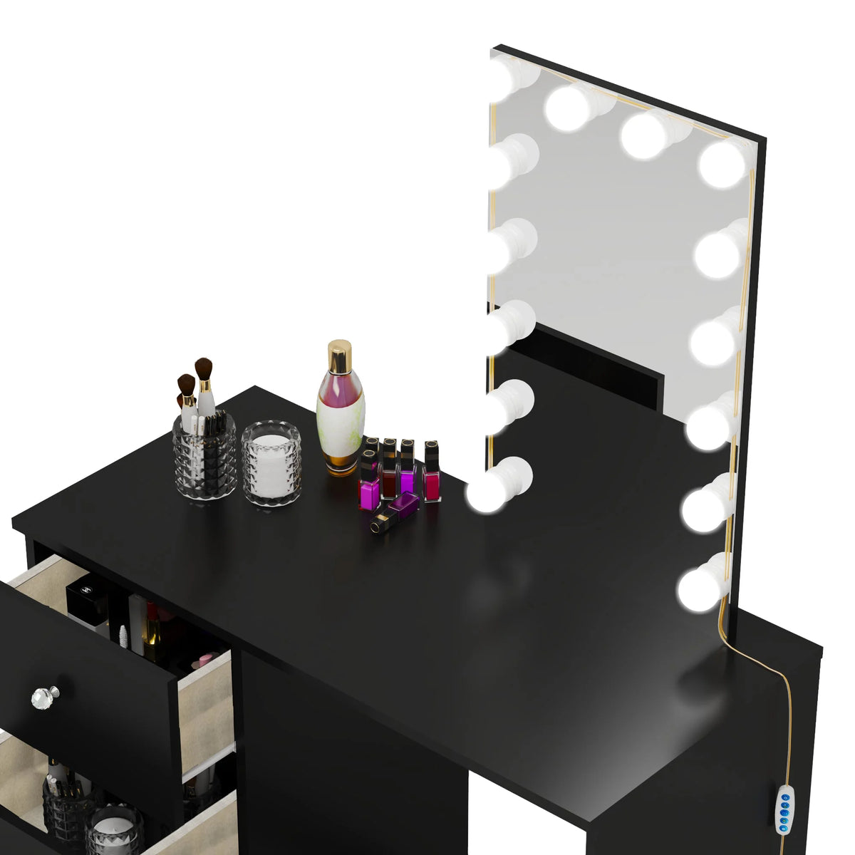 Black Dressing Table with Light Bulbs P319