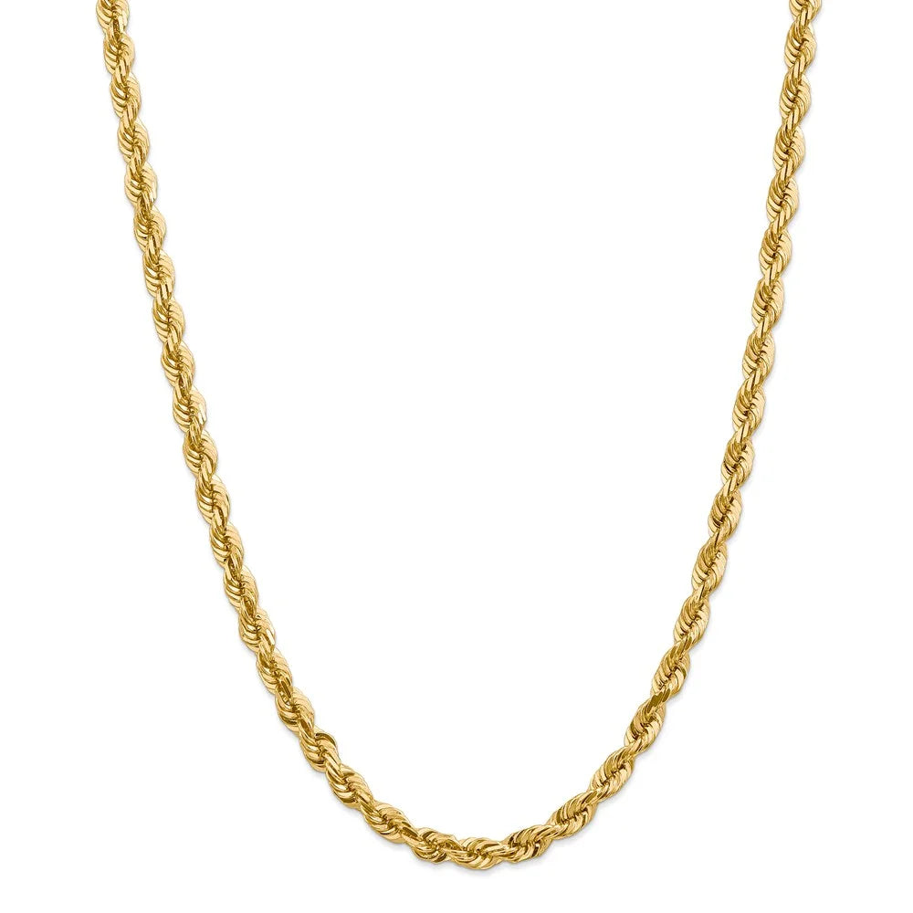 14kt Yellow Gold 5.5mm Diamond Cut Rope Chain with Lobster Clasp D679793