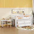 Twin Size White Wooden Loft Bed with Desk and 4 Drawers K5679