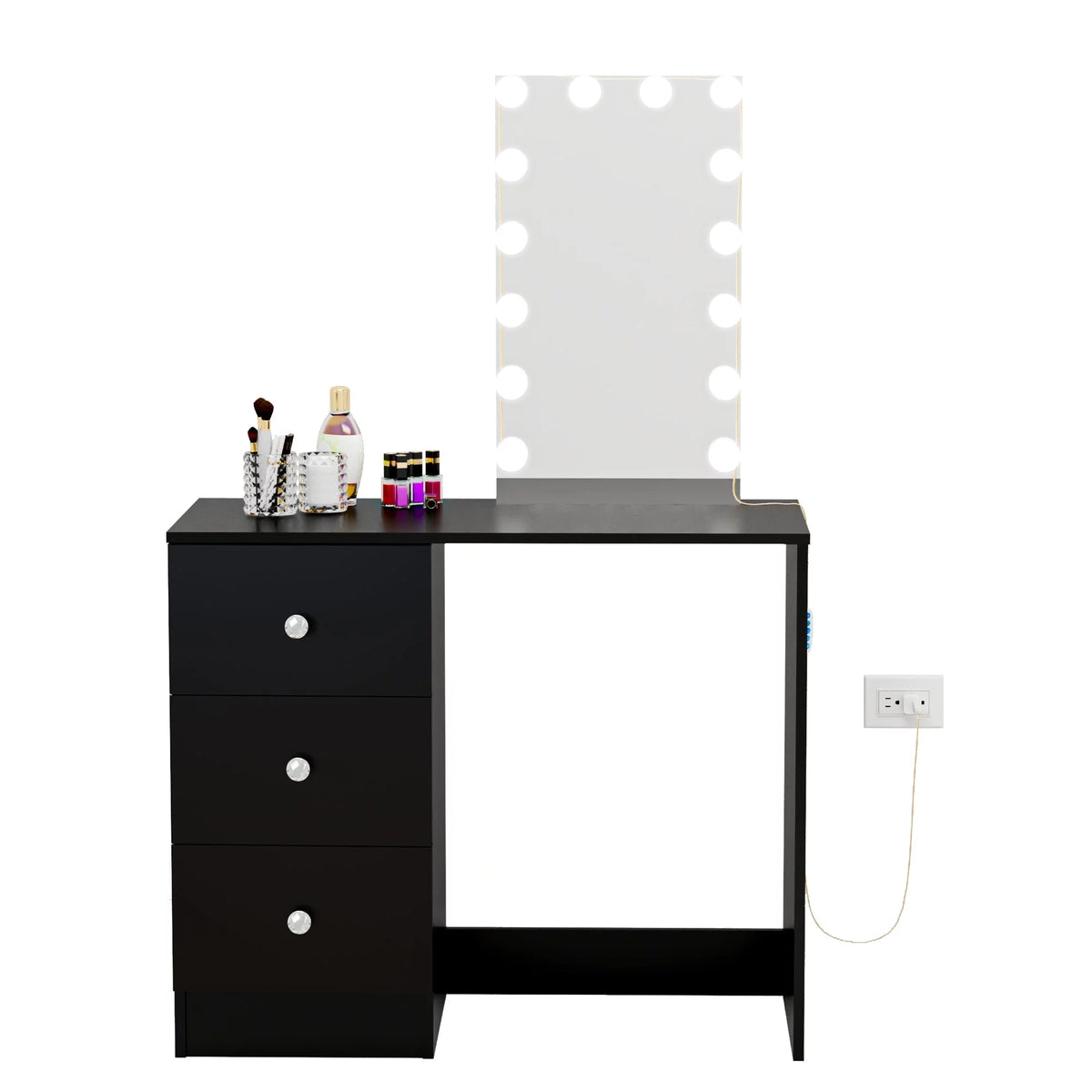 Black Dressing Table with Light Bulbs P319