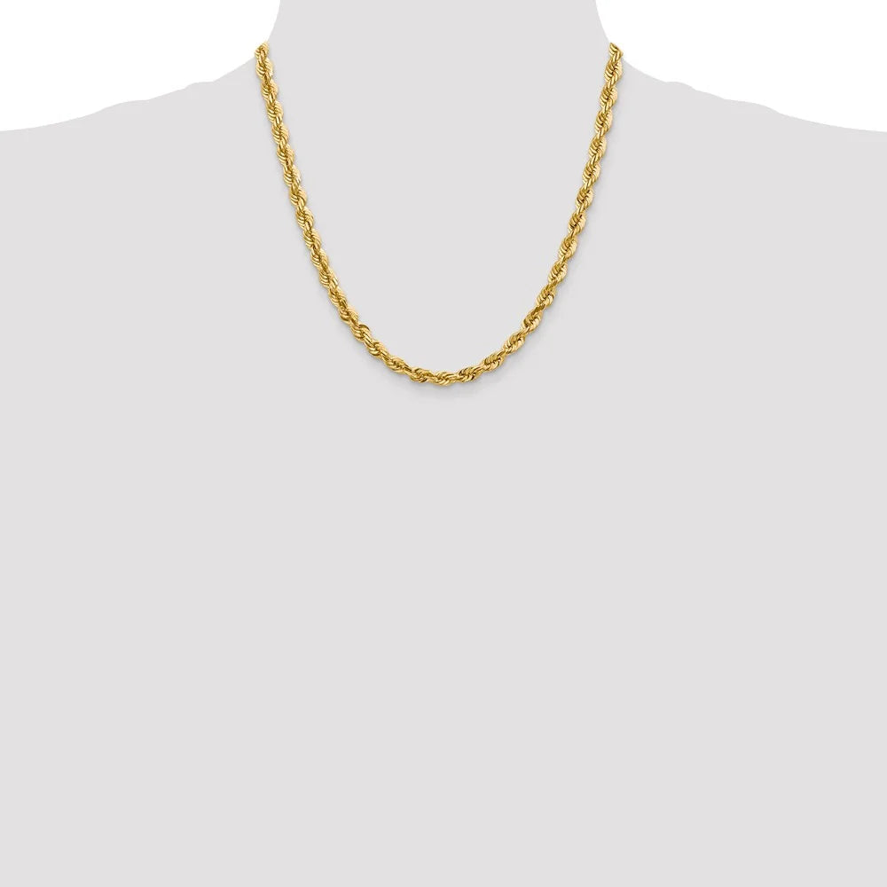 14kt Yellow Gold 5.5mm Diamond Cut Rope Chain with Lobster Clasp D679793
