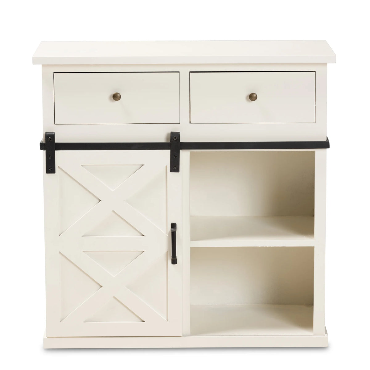 White Wood and Black Metal 2-Door Sideboard Buffet O50366