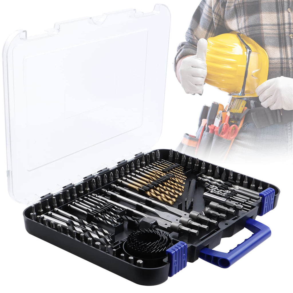 100-piece Titanium High Speed Steel Drill Bits Set I2527
