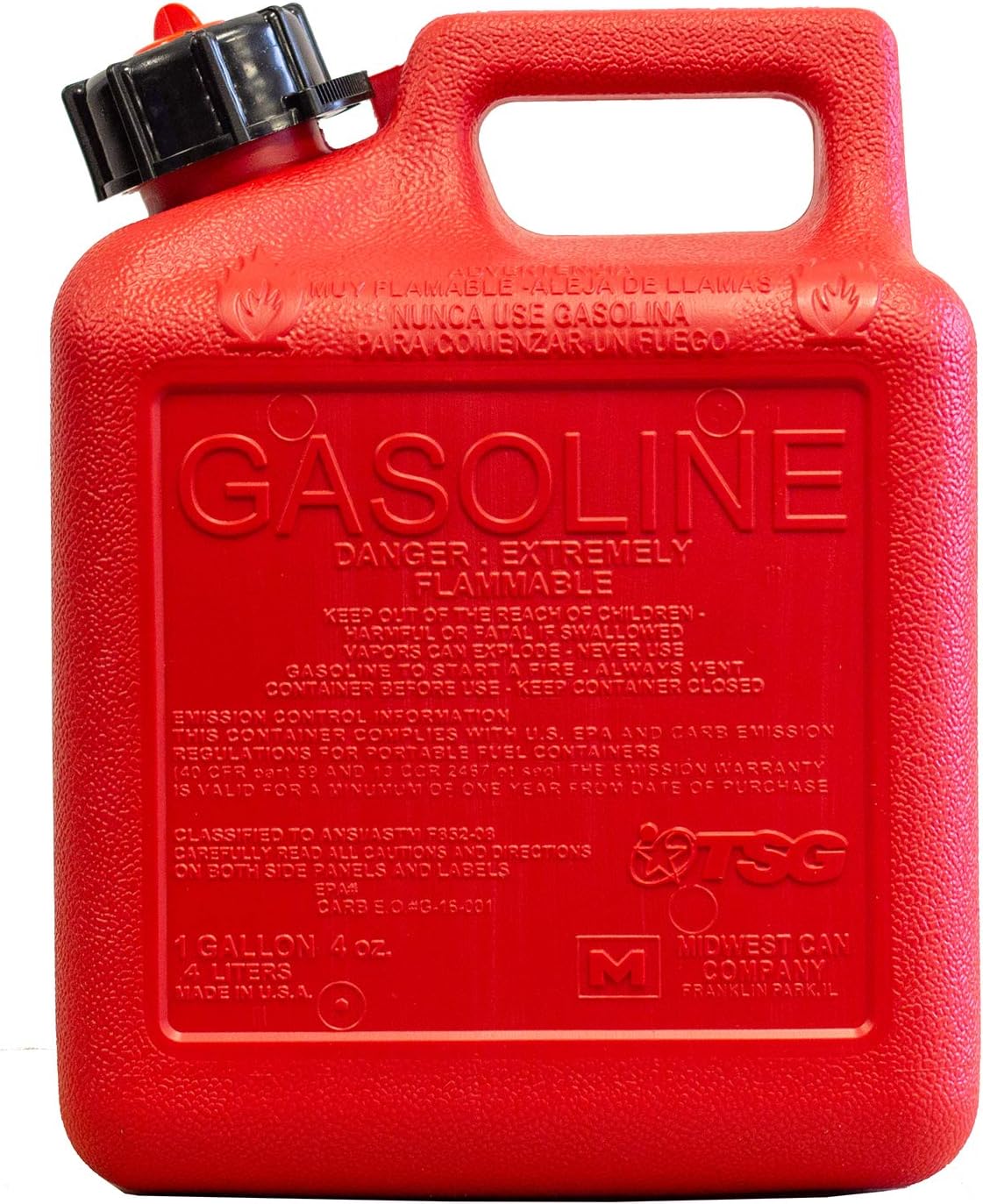 1 Gallon Gasoline Can with Auto Shut Off Spout G302