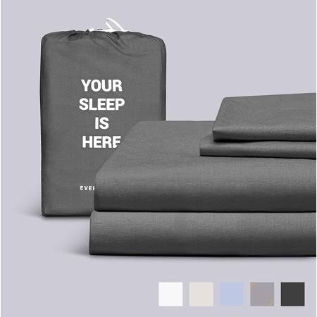 100% Cotton Percale Bed Sheets 4 Piece Set California King Gray Z373
