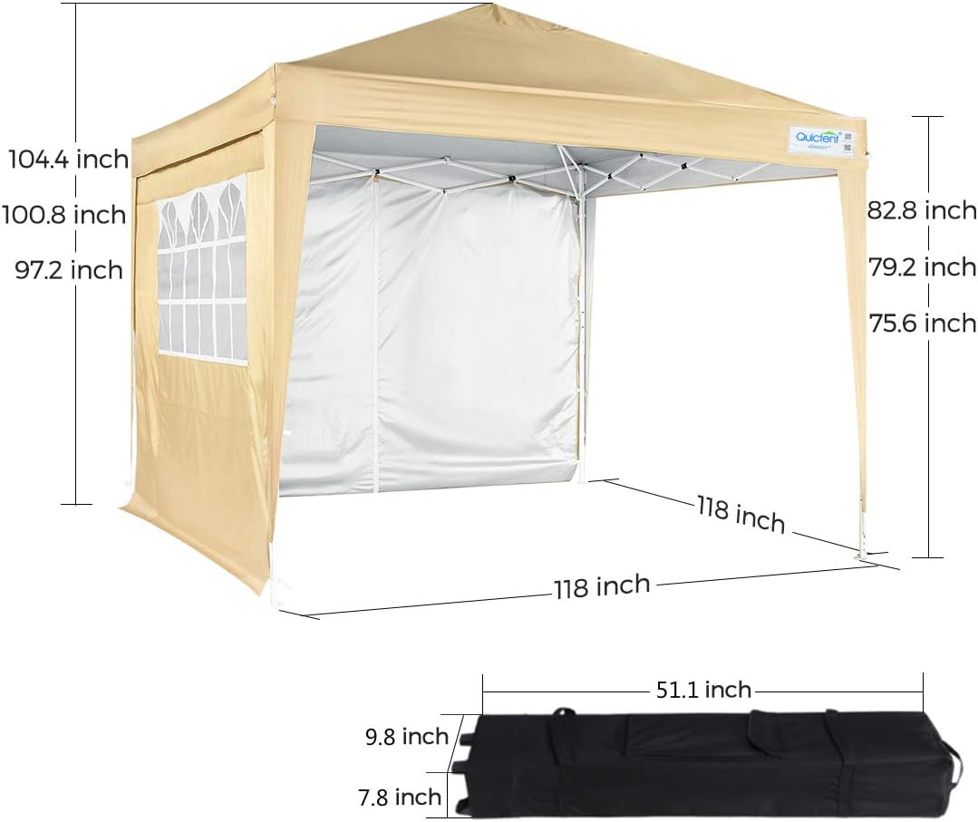 10x10 Pop Up Canopy Tent with Sidewalls and Windows Y564
