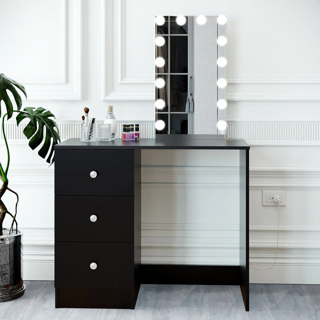 Black Dressing Table with Light Bulbs P319