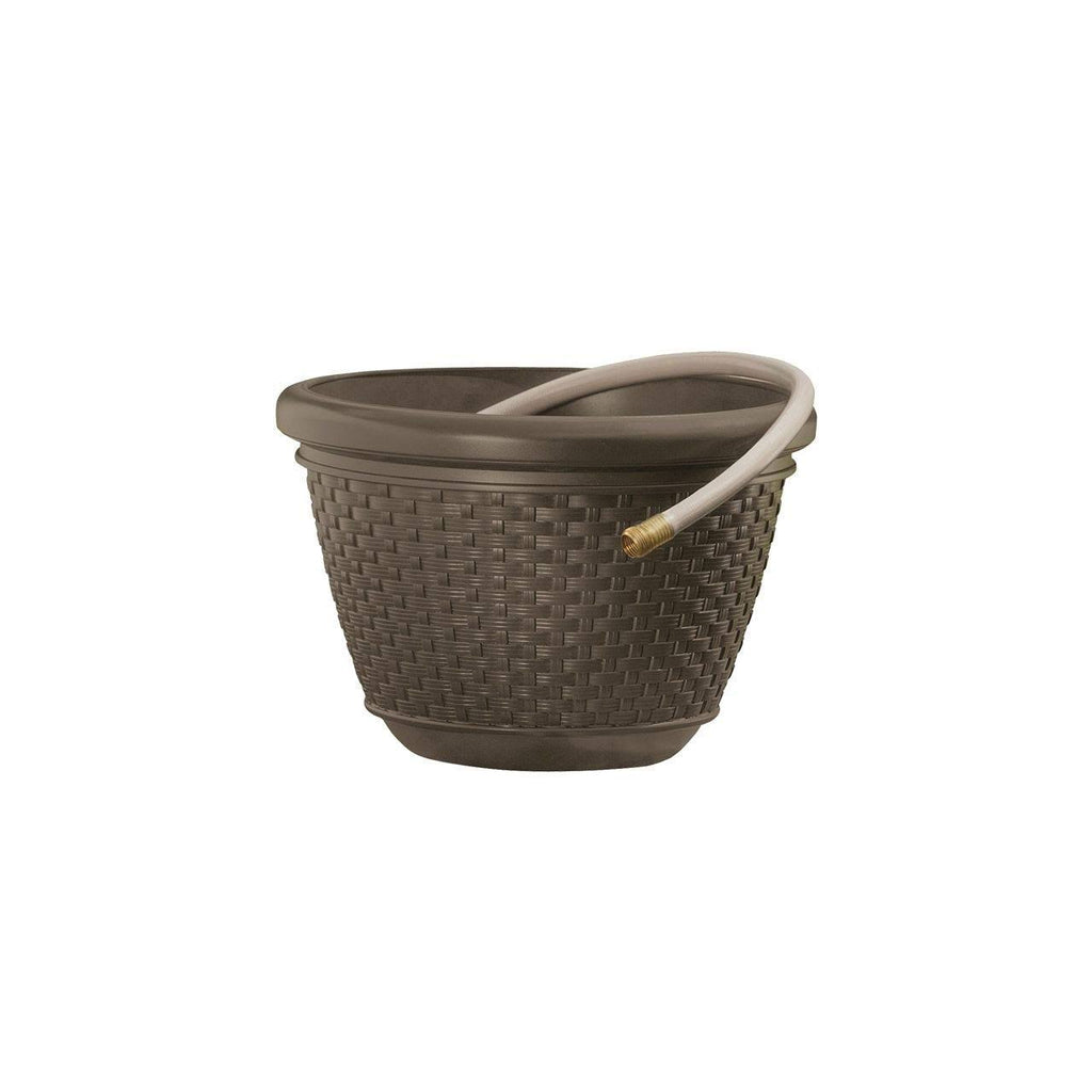 100 Foot Resin Wicker Garden Water Hose Storage Holder Pot (2 Pack) G234896