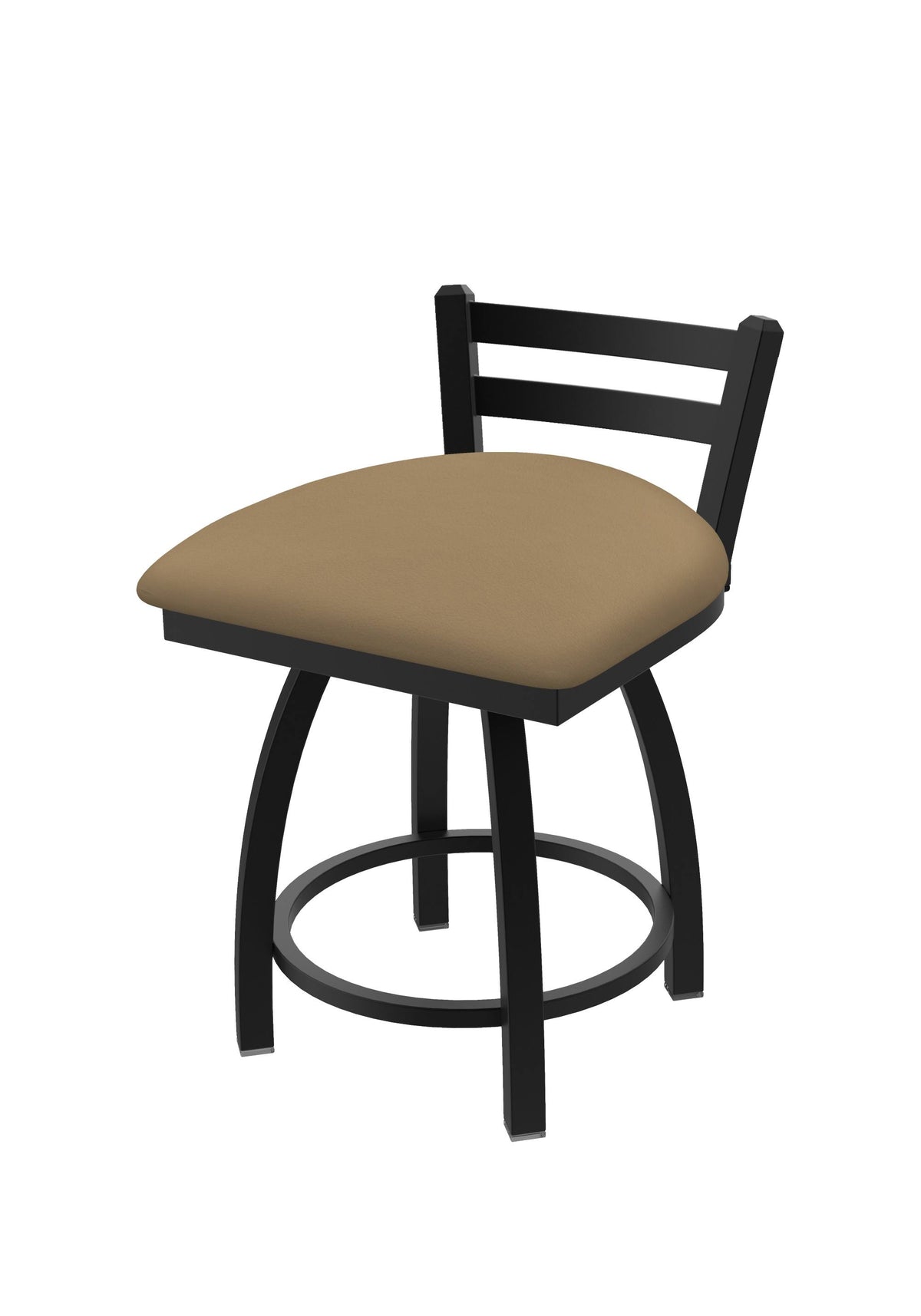 18 inch Low Back Swivel Vanity Stool with Black Wrinkle Finish and Canter Sand Seat Q21528