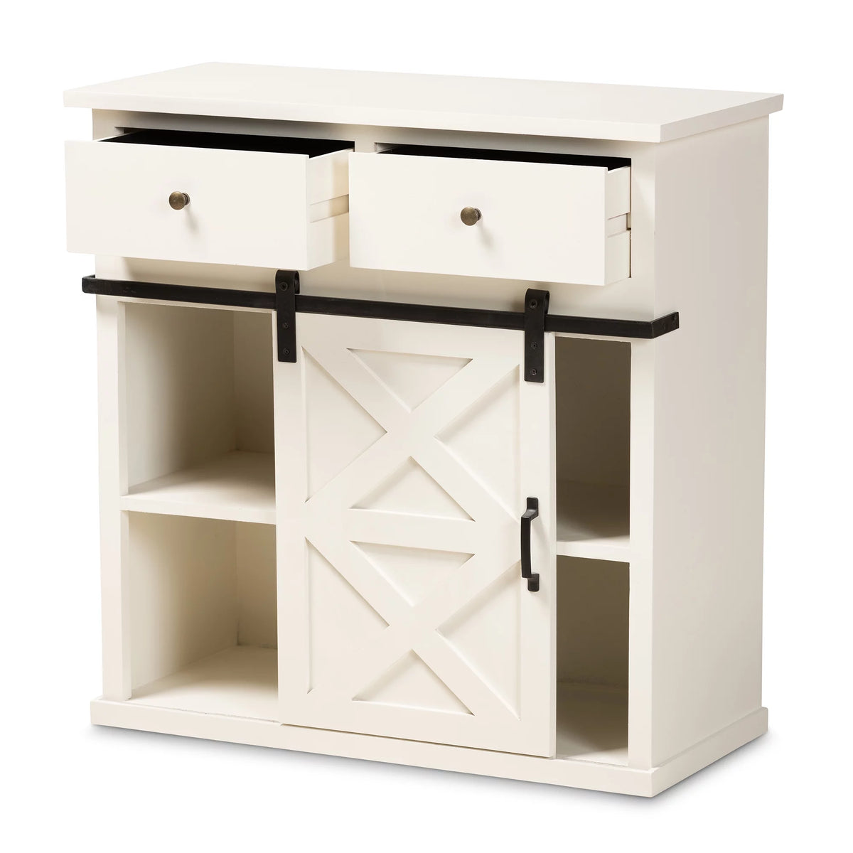 White Wood and Black Metal 2-Door Sideboard Buffet O50366