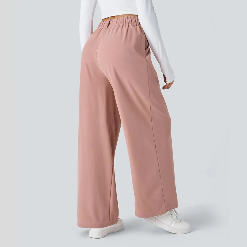 High Waisted Wide Leg Waffle Work Pants L352195
