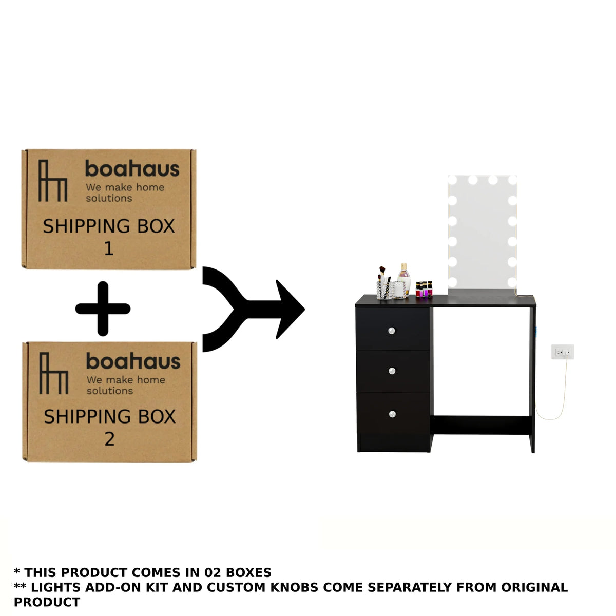 Black Dressing Table with Light Bulbs P319