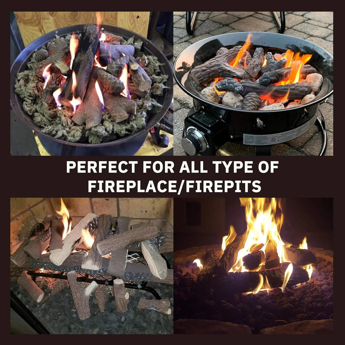 10-Piece Ceramic Fireplace Logs F11794