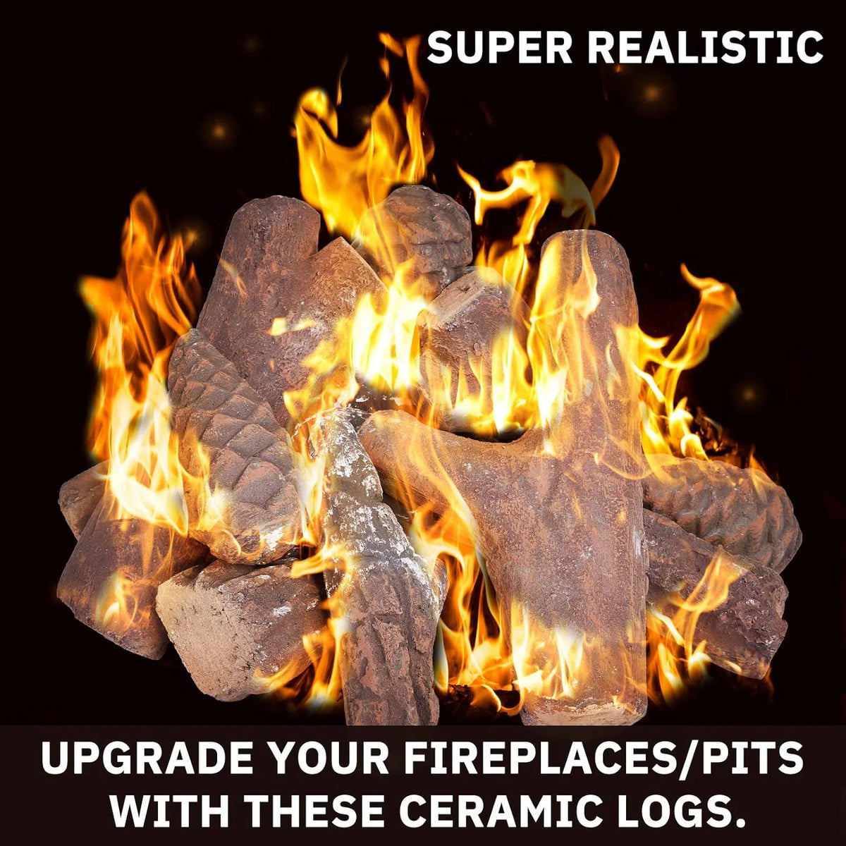 10-Piece Ceramic Fireplace Logs F11794