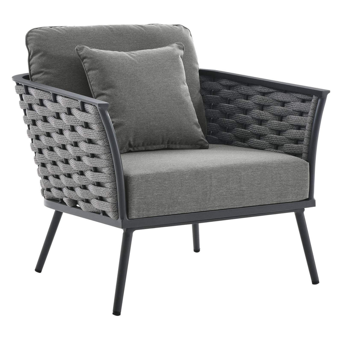 Gray Charcoal 3 Piece Outdoor Aluminum Sectional Sofa Set D9258