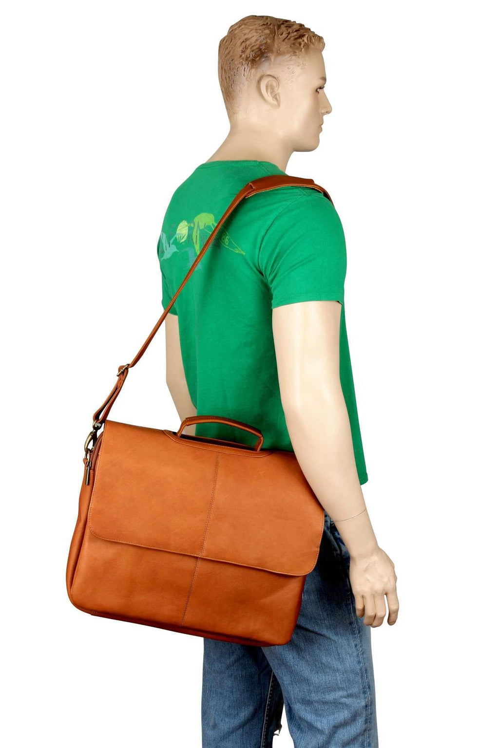 Leather Flap Over Computer Brief Q83246