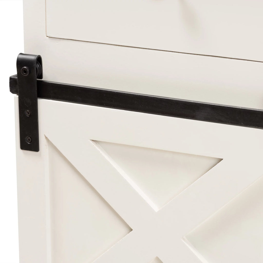 White Wood and Black Metal 2-Door Sideboard Buffet O50366