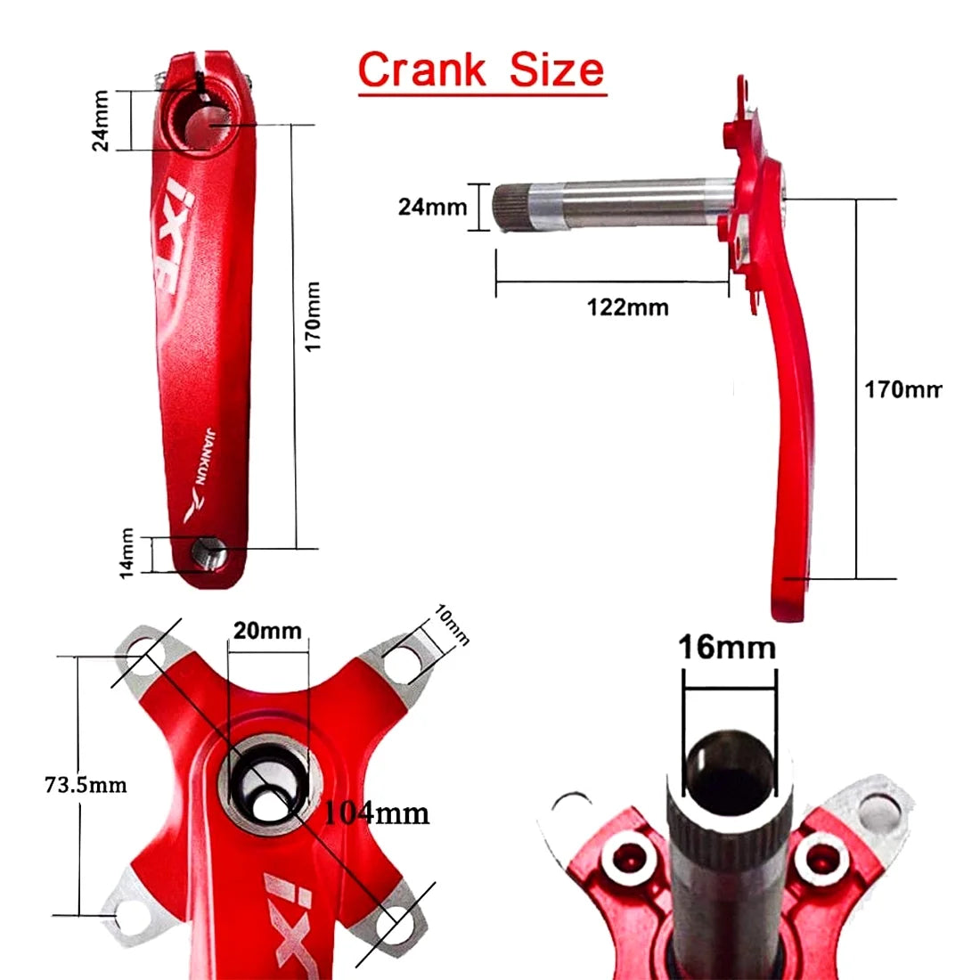 104 BCD 32T 34T 36T 38T Mountain Bike 170mm Crankset Aluminum Alloy MTB Crank Set D62933