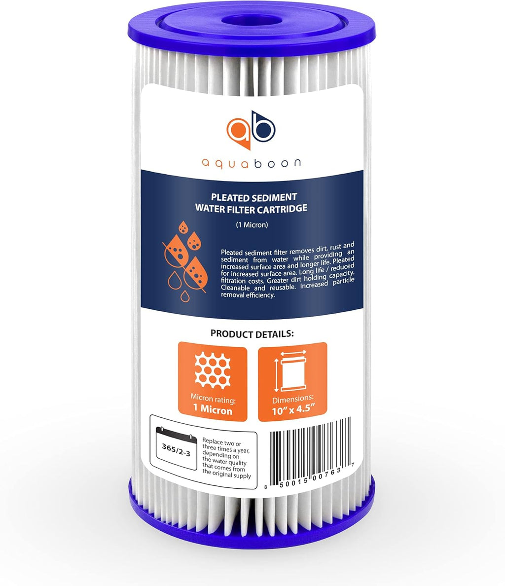 1 Micron 10 Pleated Sediment Water Filter Replacement Cartridge, 4-Pack L9455
